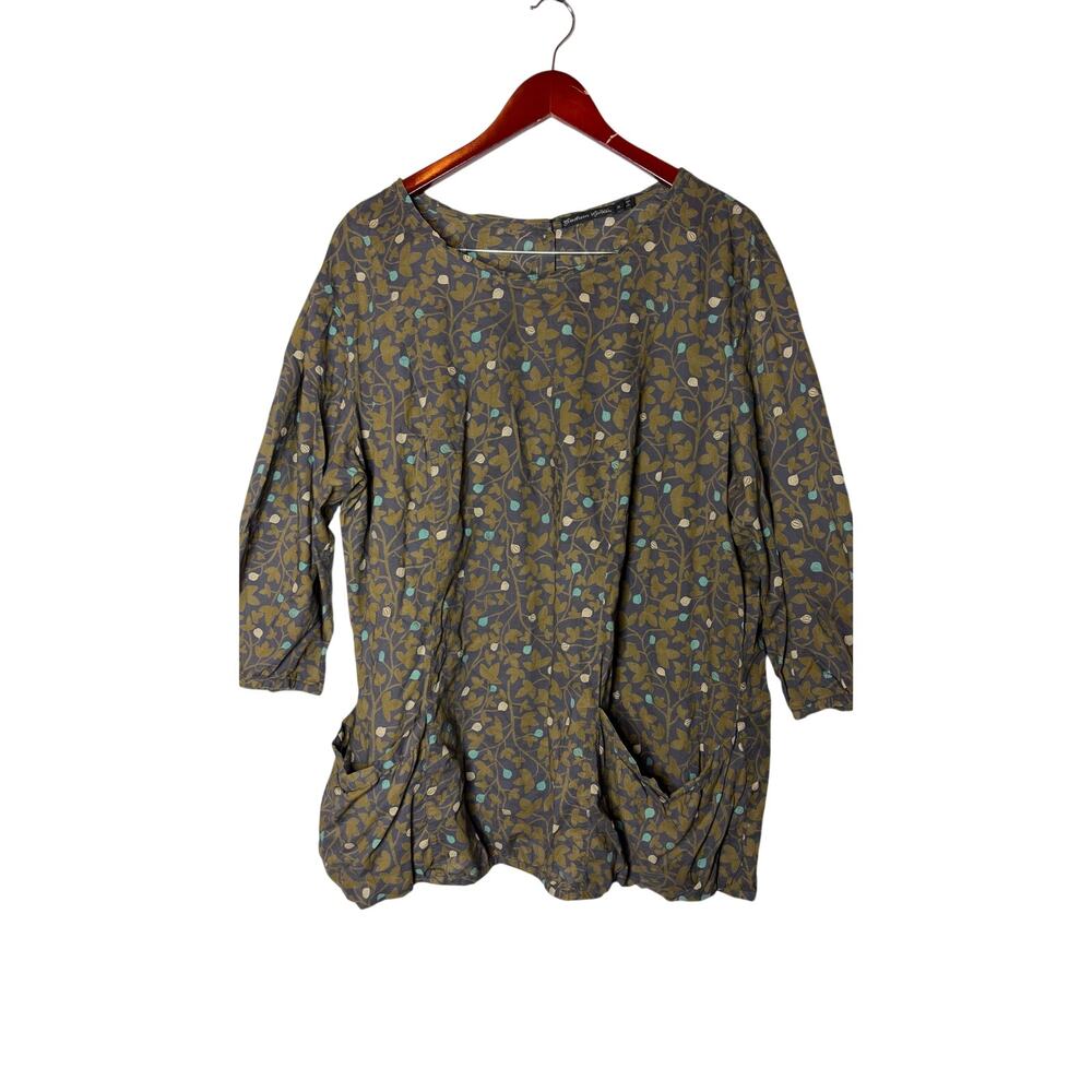 gudrun sjoden floral relaxed fit blouse with pockets sz XL
